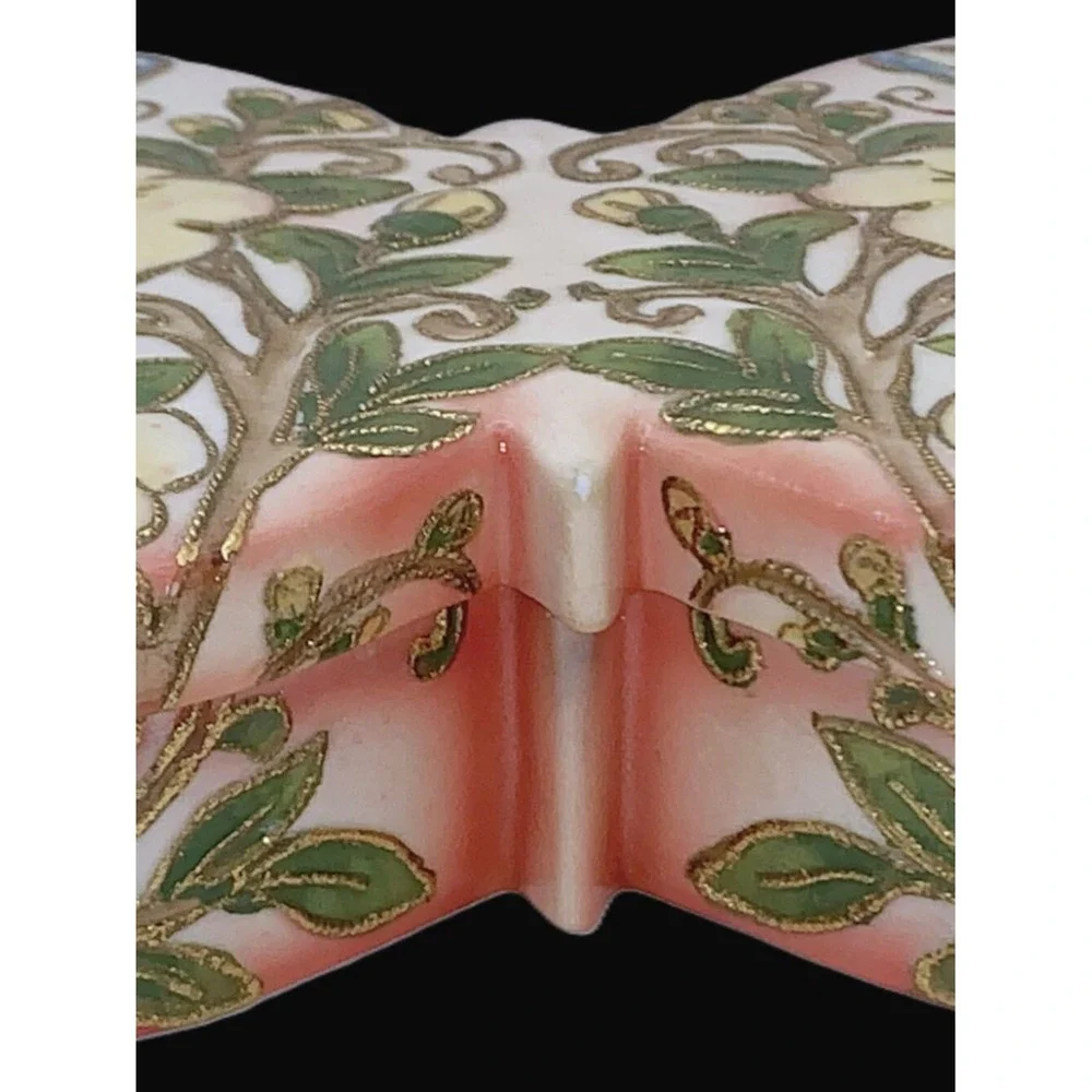 1915 Butterfly Shape‎ Nippon Gold Cloisonne Enameled Jewelry Trinket Box
